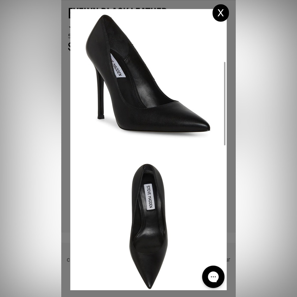 Steve Madden Evelyn Black Leather Heel - Picture 5 of 7